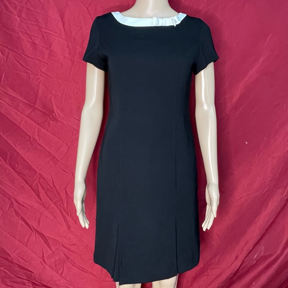 AGB Dress Petite Black & White Retro Sheath Dress Size 4P NWT